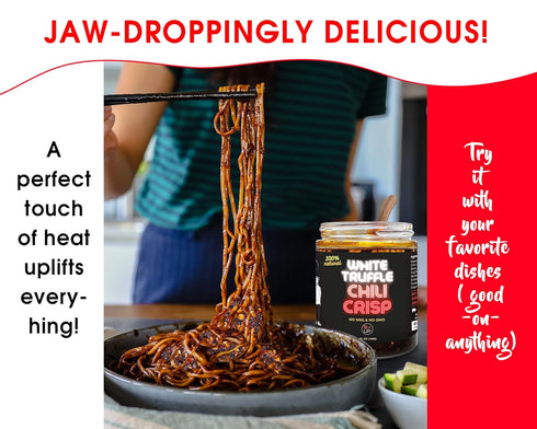 2 Pack (6oz SAUCE UP White Truffle Chili Crisp Sauce Each) | Premium Truffle Chili Oil | Crispy, Spicy & Umami Truffle