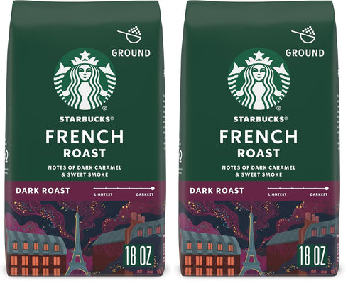 Starbucks Ground Coffee, Dark Roast Hot or Iced Coffee, French Roast, 18