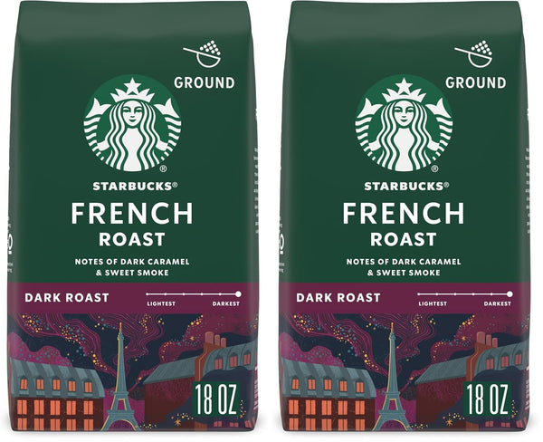 Starbucks Ground Coffee, Dark Roast Hot or Iced Coffee, French Roast, 18