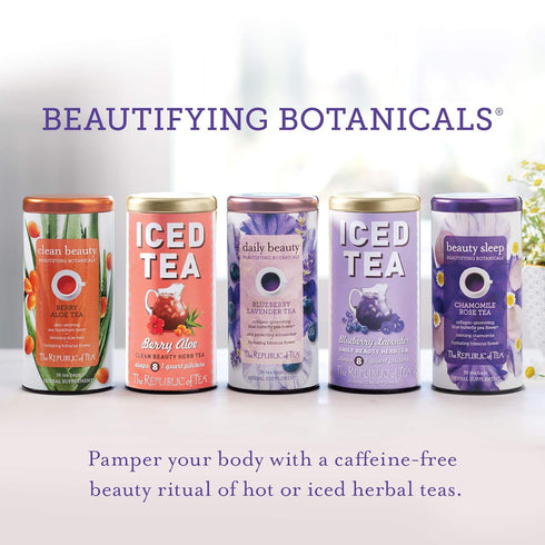 (36 count) The Republic of Tea Beautifying Botanicals Clean Beauty Berry Aloe Herbal Tea Bags