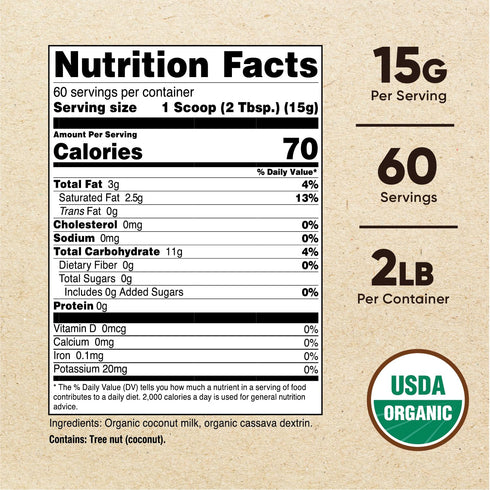 2LBS Nutricost Organic Coconut Milk Powder - Non-GMO, Certified Organic Coconut Milk Powder