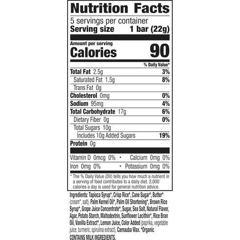 5 3.9 oz Annie's Birthday Cake Crispy Snack Bars, Gluten Free, Bars