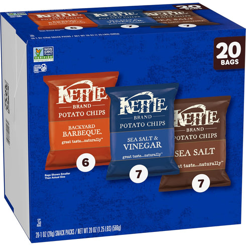 Pack, 1 Oz, 20 Kettle Brand Potato Chips Variety Ct