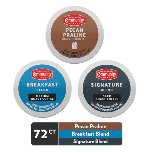 Community Pack 72 Count 2.0 24 Count (Pack 3 Coffee Variety Coffee Pods, Medium, Dark Roast and Flavored, Compatible