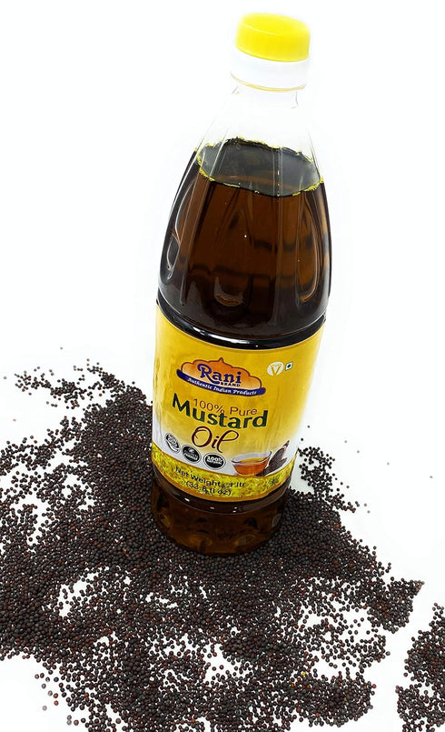 33.8 (1 100% Rani Mustard Oil (Kachi Ghani) Ounce Liter) NON-GMO | Gluten Free | Vegan | Natural | Kosher