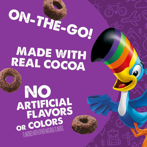 Packs 9.5oz (10 Kellogg's Cocoa Loops Go Cereal, Kids Snacks, Lunch Snacks, Original, Box Pouches)