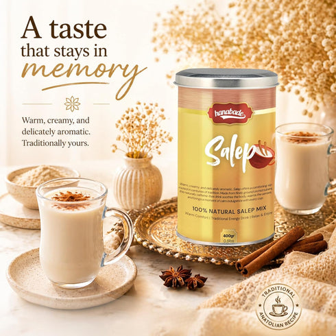 HANABADE 400 (14.1 oz) Turkish Salep Drink Mix, Traditional Ottoman Sahlep/Sahlab Recipe, Smooth & Thick Texture, Easy