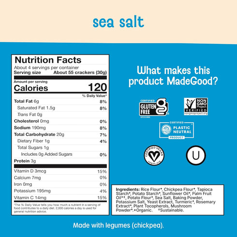 6 (4.26oz MadeGood Star Puffed Crackers, Sea Salt, Bags Each) Gluten Free and Organic, Healthy Snacks