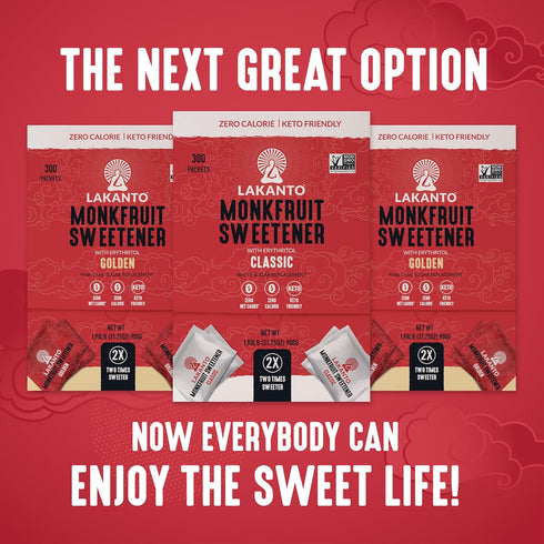 Packets 2X (3g 300 Count) Lakanto Classic Monk Fruit Sweetener with Erythritol - Sweetness White Sugar Replacement