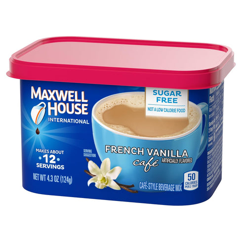 4.3 oz. (Pack 4) Maxwell House International Sugar-Free French Vanilla Instant Coffee Beverage Mix