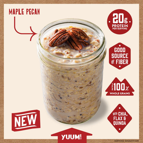 20g (Pack 9 Kodiak Cakes Maple Pecan - Overnight Oats with Protein, High Fiber Breakfast of Pouches)
