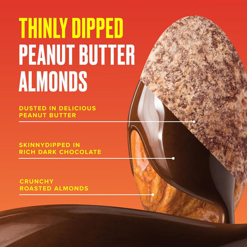 1.2 (Pack 15) SkinnyDipped Dark Chocolate Peanut Butter Almonds, Chocolate Covered Almonds, Low Sugar, Gluten Free