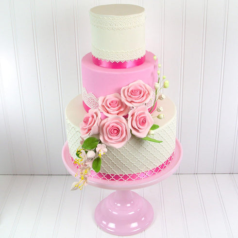8 Count Global Sugar Art Shrub Rose Pink Sugar Cake Flowers, Large Wired, by Chef Alan Tetreault