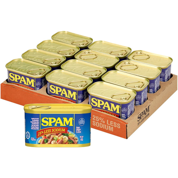 SPAM 25% Less Sodium,12-Pack, 7oz Cans