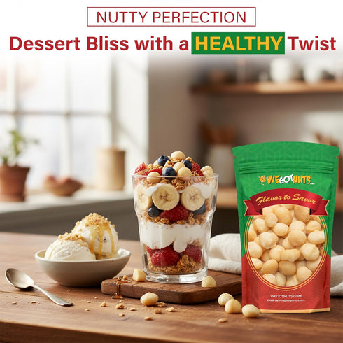 2 lbs Pack Packed Raw Deluxe Macadamia Nuts - - Shelled & Unsalted Premium Quality Kosher Raw Macadamia Nut Snack By We