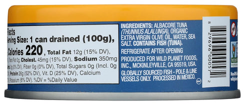 Albacore 5 oz Wild Planet Wild Tuna in Extra Virgin Olive Oil
