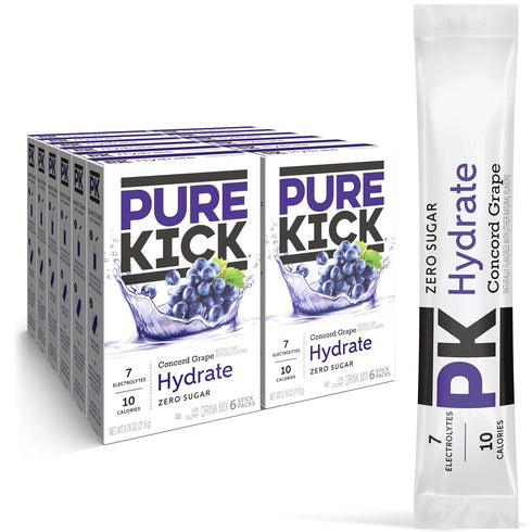 PURE KICK Hydration Singles to Go Drink Mix, Concord Grape, Includes 12