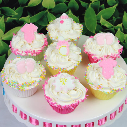 24 Count Royal Icing Decorations, Baby Girl, Gender Reveal Party, Baby Shower Edible Kosher Decorations for Cakes
