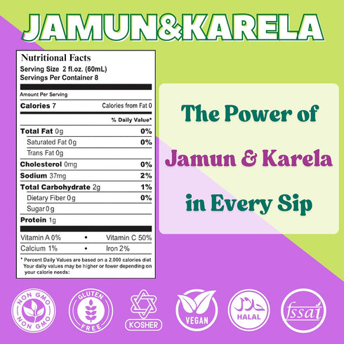 32.46 Oz (960ml) BASIC AYURVEDA Jamun Karela Herbal Mix Juice with Holy Basil | Fl | Natural Indian Black Berry