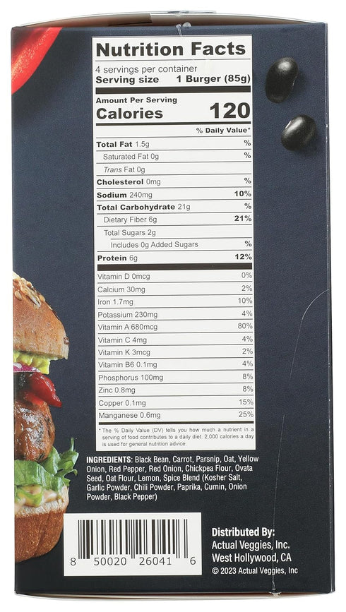 Actual Veggies Frozen, 12 , Burger Plant Based Black Grocery Ounce