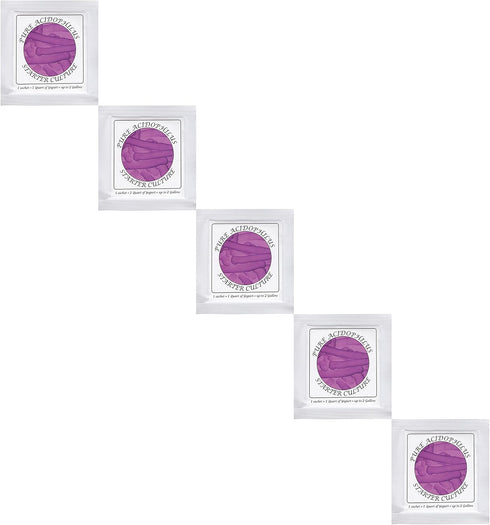 Pack 5 (5) Yogurt Starter Cultures - of Freeze-dried Culture Sachets for Pure Acidophilus Yogurt