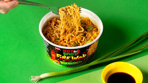 4.37 (Pack 6) Nissin Hot & Spicy Fire Wok, Sizzlin' Rich Pork, Ounce