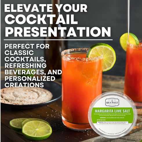 Rimmer 6 oz Margarita Lime Salt Infused with Vibrant Lime Zest Unrefined, Natural Margarita Salt for Garnishing