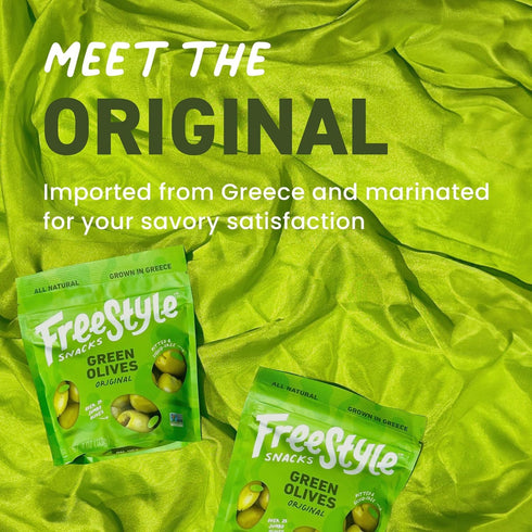 4 Freestyle Snacks Original Green Olives, Ounce