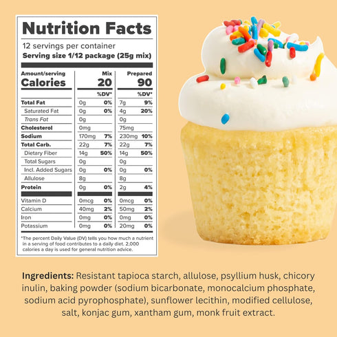 Gluten Free Keto Cupcake & Cake Mix - 0g Net Carbs, Sugar Free, Sweetened with Allulose, Kosher - 10.6oz