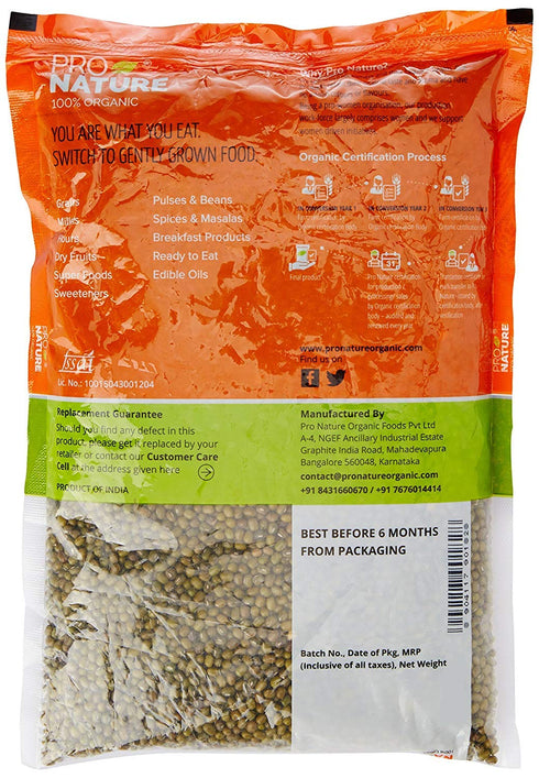 Hindustan Mart 100% 1kg Pro Nature Organic Moong Green Whole