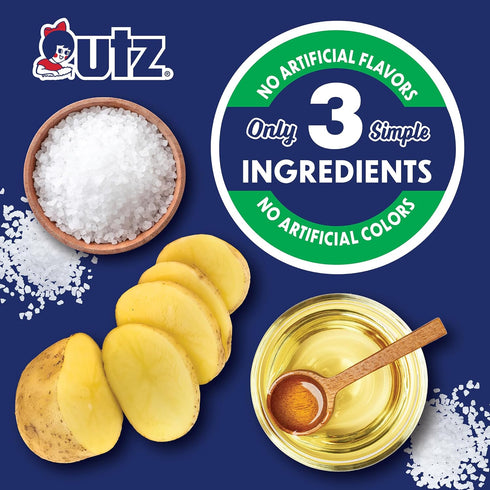 1 Oz 42 Count Utz Original Bags, Crispy Potato Chips Made from Fresh Potatoes, Crunchy Individual Snacks to Go