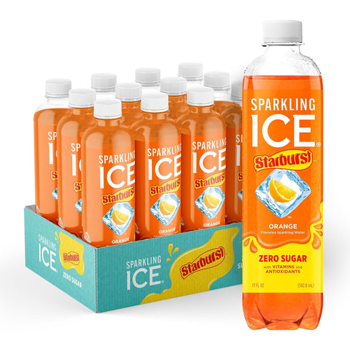 Sparkling Ice STARBURST Orange, Zero Sugar Flavored Sparkling Water, with Vitamins and