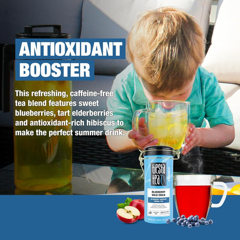 50 5.5 Tiesta Tea Blueberry Wild Child, Loose Leaf, Blueberry Hibiscus Herbal Tea, Premium Non-Caffeinated Blend, Make