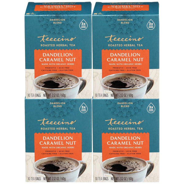Teeccino Dandelion Caramel Nut Tea - Caffeine Free, Roasted Herbal Tea with