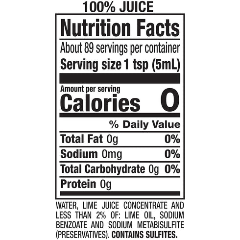 100% 15 oz (Pack 12), ReaLime Lime Juice, fl bottle of Made with Lime Juice from Concentrate, Gluten-Free, Sodium Free
