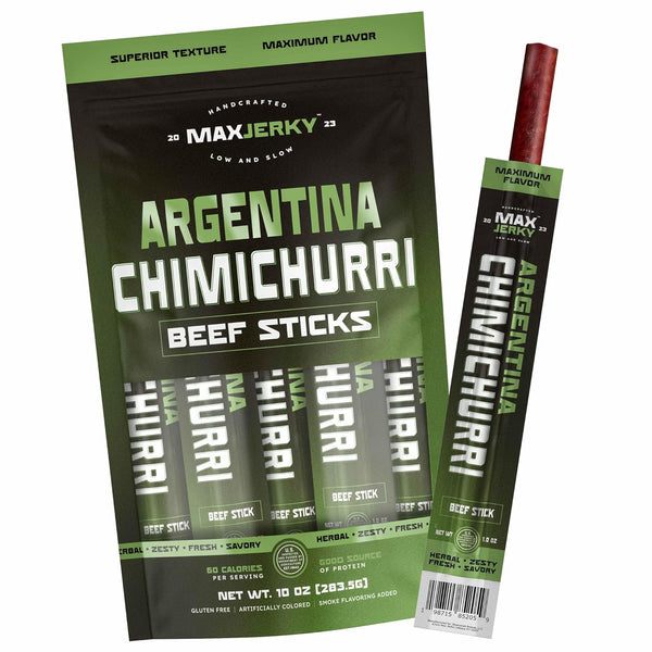 MaxJerky Argentina Chimichurri Beef Sticks Herb-Seasoned Gourmet Jerky Snack High Protein, Low