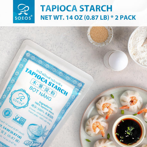 14 (Pack 2), Soeos Tapioca Flour Starch, Ounce of All Natural Tapioca Starch for Baking, Cooking & Boba Pearls