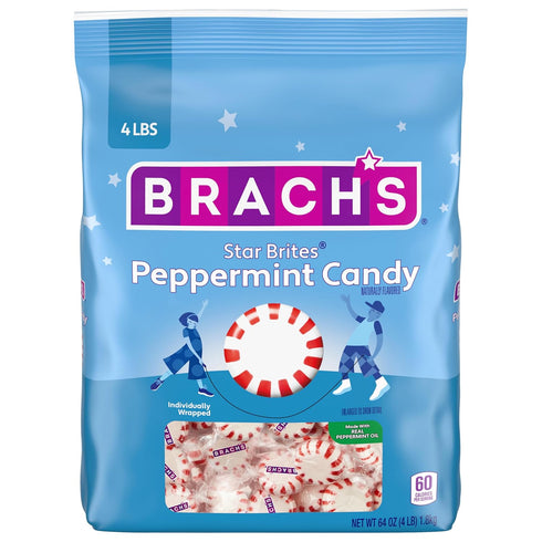 64oz, 360ct Brach's Star Brites, Peppermint, Individually Wrapped, Made With Real Peppermint Oil