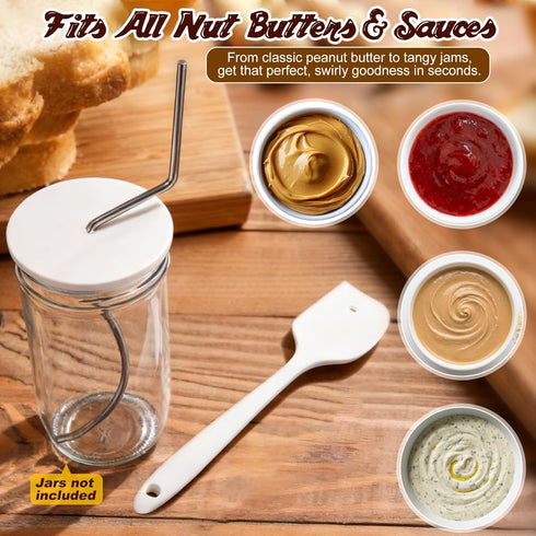 11.3in 304 Enhon Natural Peanut Butter Stirrer Kit, Stainless Steel Peanut Butter Mixer with Spill Resistant Silicone