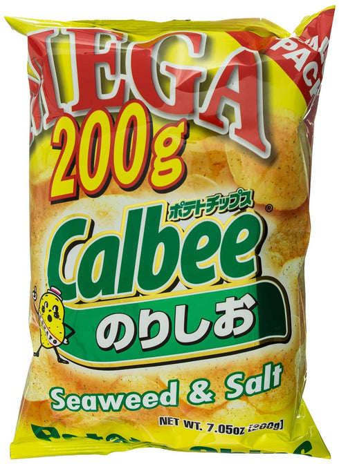 Calbee Mega Potato Chips - Seaweed and Salt Flavor, 7.05 Ounce (Pack
