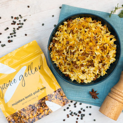 2 Pack, 5 oz (142g) Jamie Geller Mujadara Lentil Pilaf Mix | bag | OU KOSHER PAREVE | Seasonings for Rice and other