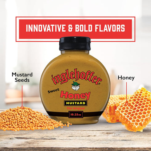 10.25 oz, Inglehoffer Original Sweet Honey Mustard Tangy-Sweet Mustard Made with Real Honey