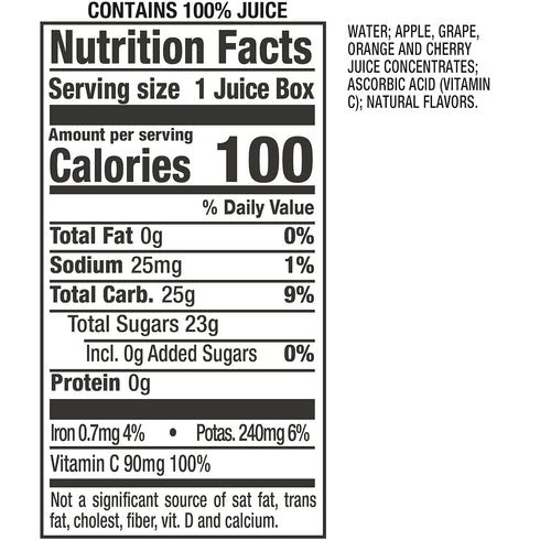 100 6.75 oz 32 Count (4 Packs 8) Mott's Percent Fruit Punch Juice, fl boxes