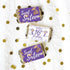 Sweet 16 Birthday Party Mini Chocolate Candy Bar Wrappers - Purple and Gold - 42 Stickers for Sweet Sixteen Favors