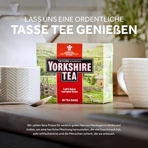 240 Count (Pack 1), 240 Yorkshire Tea, Red, Black Tea, Pillow Tea Bags, of Refreshing, Satisfying, and Strong, Classic
