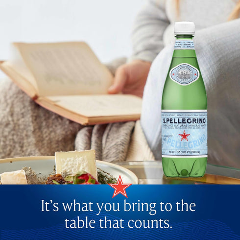 16.9 Oz (Pack 12) S.Pellegrino Sparkling Natural Mineral Water, Plastic Bottles, Fl