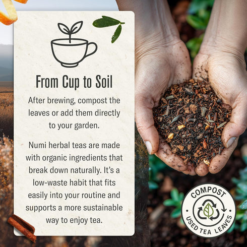 100 Numi Organic Rooibos Chai Tea, Tea Bags, Herbal Red Tea with Cinnamon, Allspice, Ginger & Cardamom, Caffeine Free