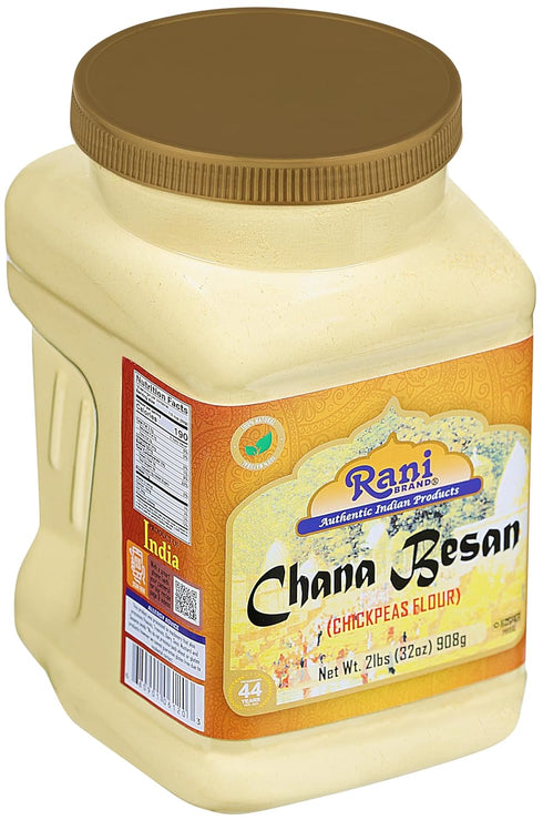 32oz (2lbs) 908g Rani Chana Besan (Chickpeas Flour, Gram) PET Jar ~ All Natural | Vegan | Gluten Friendly | NON-GMO |