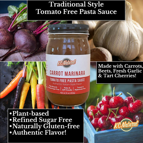 Pack, 31.5 oz KC Natural Tomato-Free Pasta Sauce Combo Traditional Style & Carrot Marinara, Total, Paleo & AIP Friendly