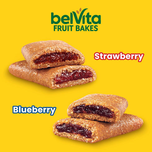Pack, 15 Packs (2 Pack) belVita Fruit Bakes Variety Blueberry and Strawberry, Soft Baked Breakfast Bars, Fruit Bars Per